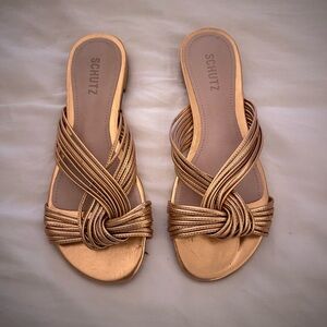 SCHUTZ Gold Woven Sandals